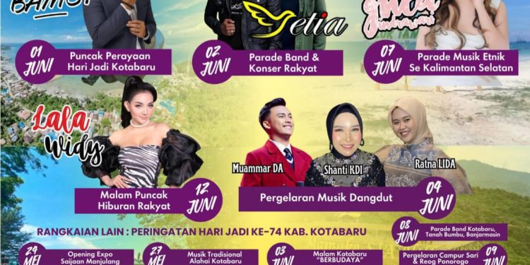 Catat Tanggalnya! Sejumlah Artis Ibukota Meriahkan Hari Jadi Ke-74 Kotabaru