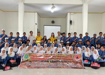Berkolaborasi dengan PT BIB, BPBD Tanbu Edukasi Siswa SMPN 1 Angsana Soal Kebencanaan