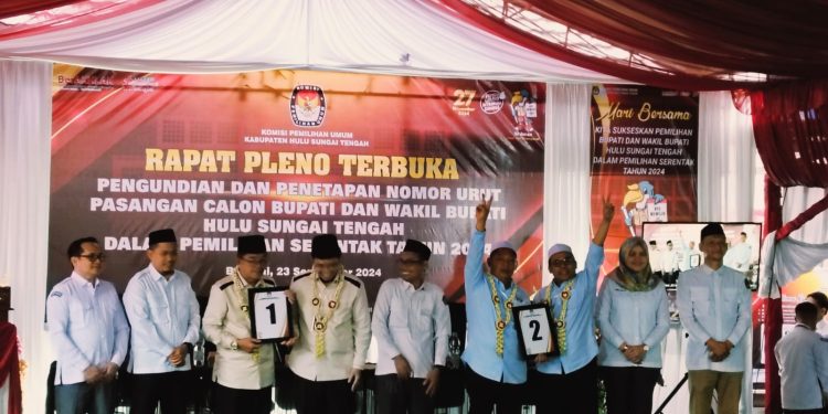 Pengundian Nomor Urut Paslon Pilkada HST, Aulia-Mansyah 1, Rizal-Rosyadi 2