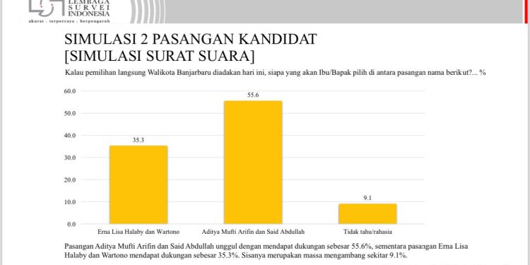 Survei Final LSI: Aditya-Habib Abdullah Unggul 55,6 Persen, Lisa-Wartono 35,3 Persen