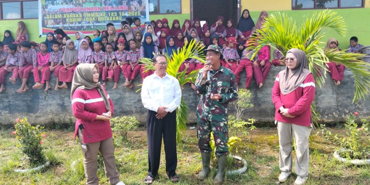 Perpustakaan Kotabaru Gelar Kegiatan Literasi di TMMD Ke-123 Desa Talusi