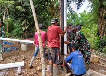 Satgas TMMD Ke-123 Membuat Sumur Bor untuk Masyarakat Desa Talusi