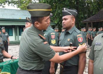 Kodim HST Gelar Kenaikan Pangkat Sekaligus Penerimaan Anggota