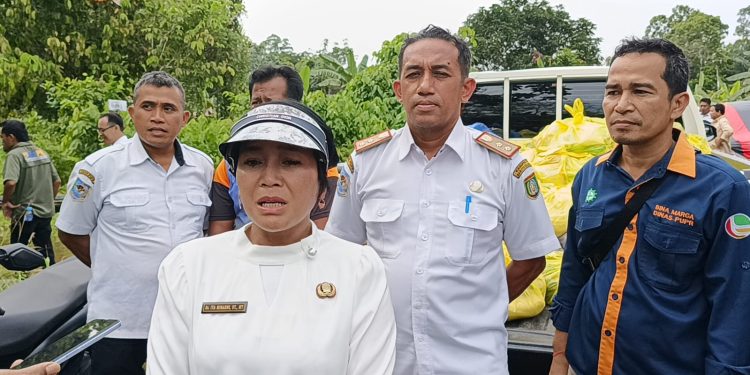 Pasca Tergenang Banjir, DPUPR Barsel Perbaiki Sementara Kerusakan Jalan Buntok-Palangka Raya