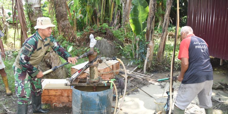 TMMD Ke-124 Kodim HST Hadirkan 5 Sumur Bor untuk Masyarakat Pengambau Hilir Luar