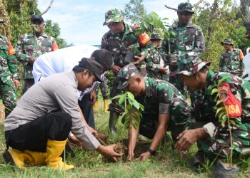 Wujud Kepedulian Lingkungan, Kodim HST Tanam Pohon di Pengambau Hilir Luar