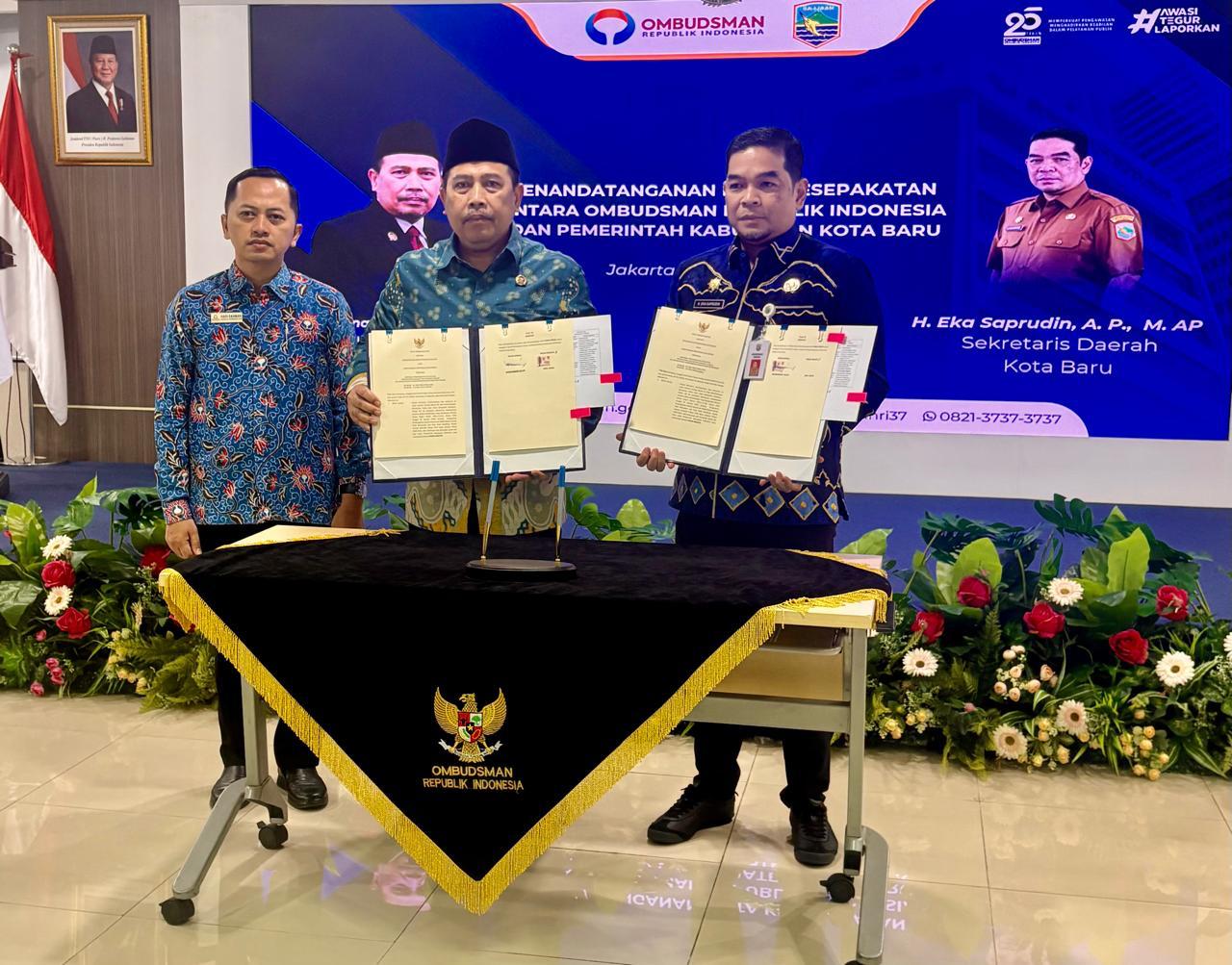 Optimalkan Kualitas Pelayanan Publik, Pemkab Kotabaru dan Ombudsman RI Teken Nota Kesepakatan
