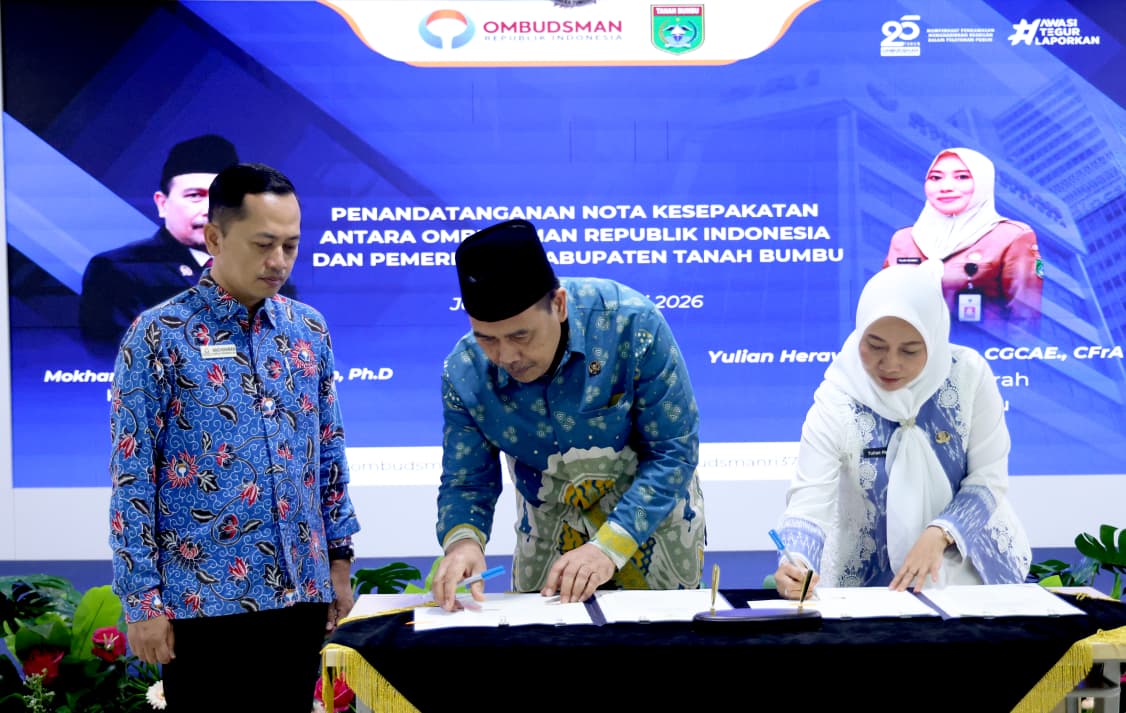 Pemkab Tanah Bumbu MoU dengan Ombudsman RI, Perkuat Pengawasan Pelayanan Publik
