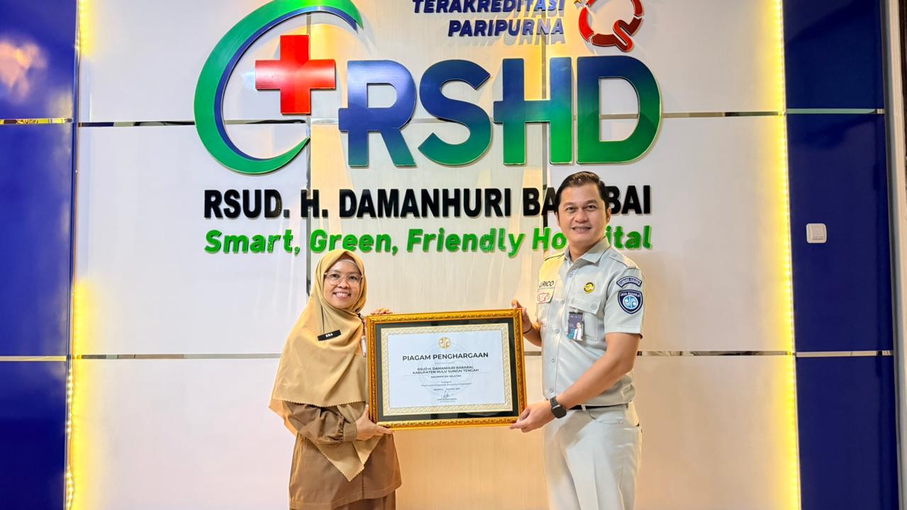 RSUD Damanhuri Barabai Raih Penghargaan Nasional ”Form and Diagnosis Accuracy Champion” dari PT Jasa Raharja