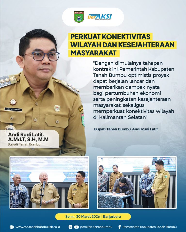 Kontrak Pembangunan Jembatan Pulau Laut Resmi Diteken, Tanah Bumbu – Kotabaru Siap Terkoneksi