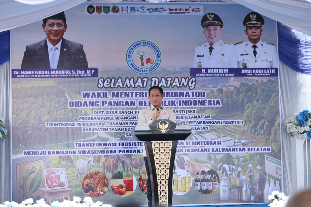 Wamenko Pangan RI Tinjau KSPEAN di Tanah Bumbu, Pemkab Dukung Integrasi Sapi-Sawit
