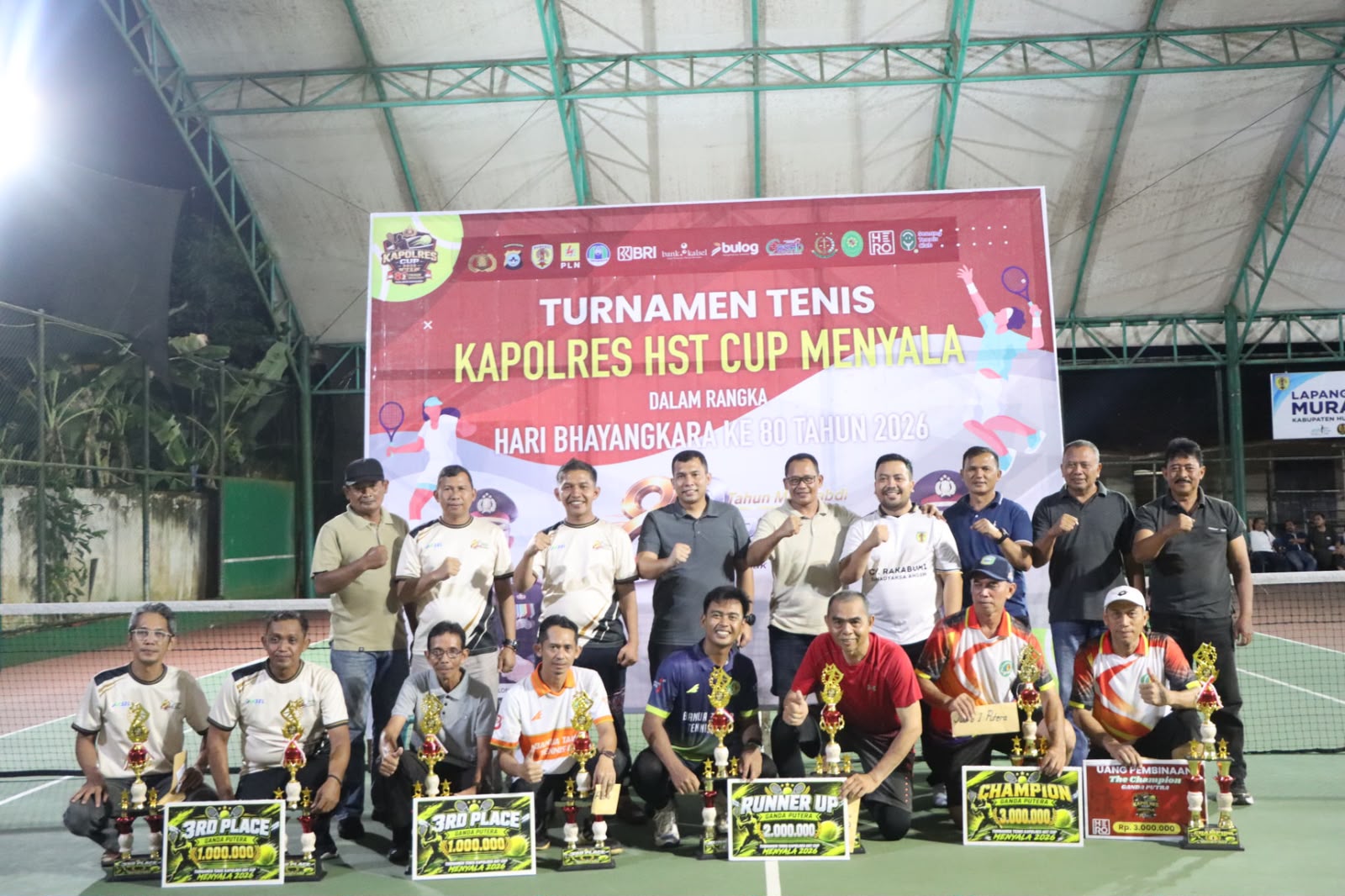 Pasangan Rudi Aspian dan H Sa’id Juara 1 Tenis Kapolres HST Cup