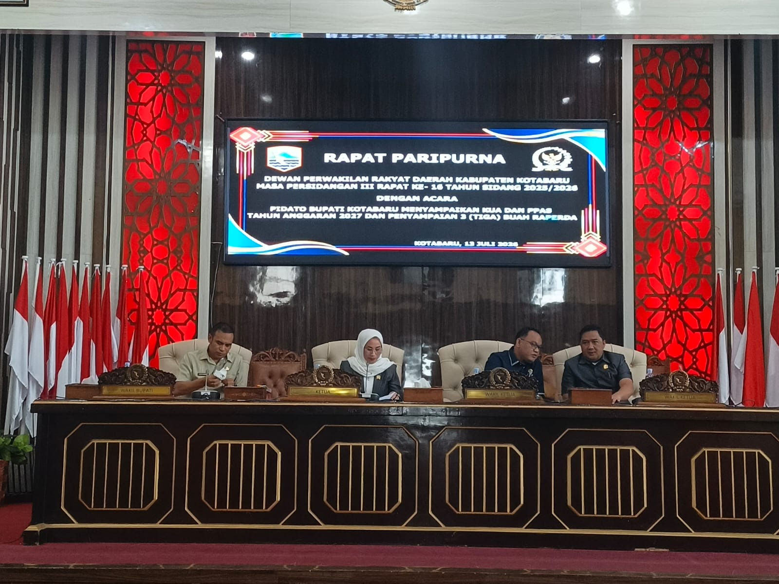 Wakil Bupati Kotabaru Sampaikan Nota Keuangan RAPBD 2027 dan Tiga Raperda