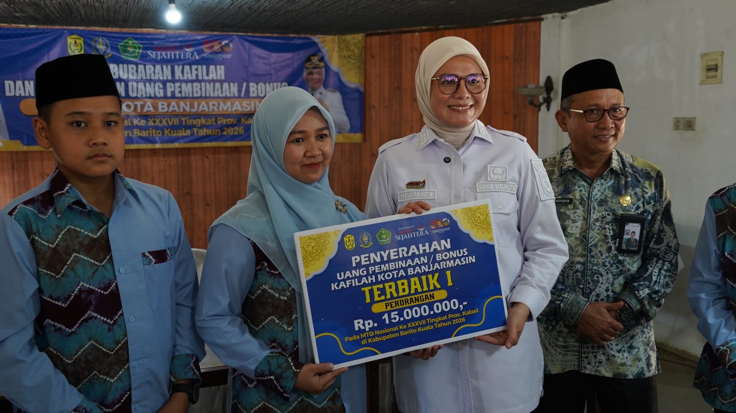 Kafilah Kota Banjarmasin Terima Bonus Apresiasi