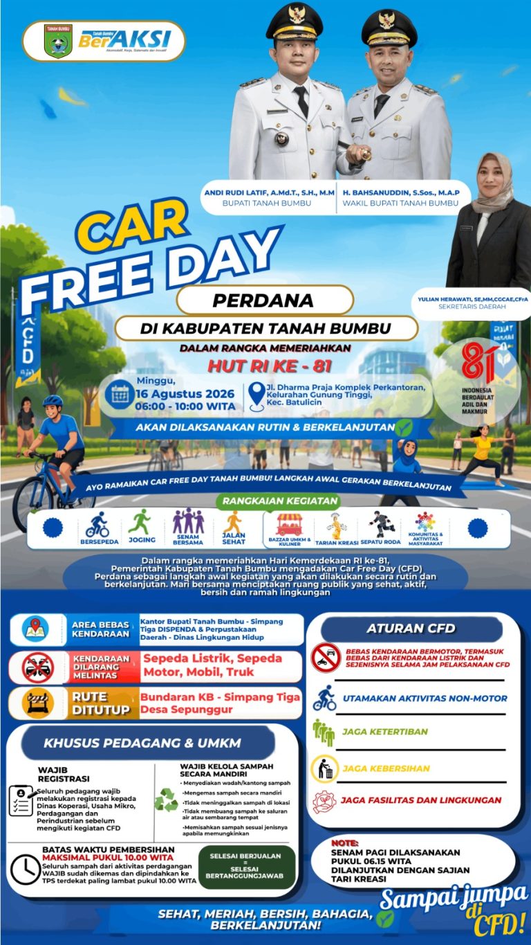 Car Free Day Perdana Tanah Bumbu Meriahkan HUT RI ke-81 dengan Olahraga, UMKM, dan Edukasi Lingkungan