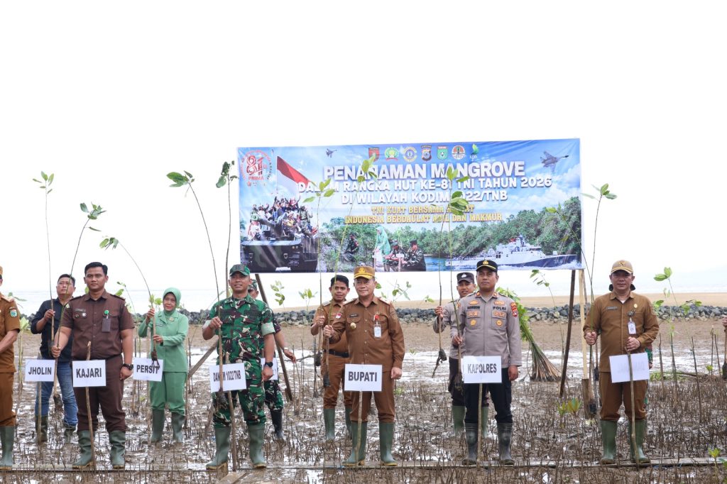 Tanah Bumbu Tanam 1.000 Mangrove Sambut HUT ke-81 TNI