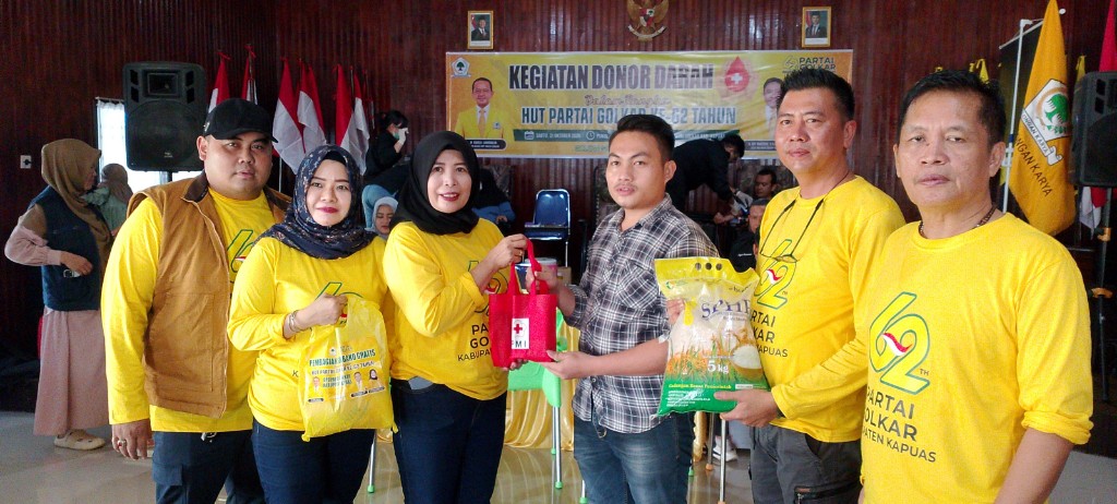 Golkar Kapuas Gelar Donor Darah HUT ke-62, Pendonor Dapat Sembako Gratis